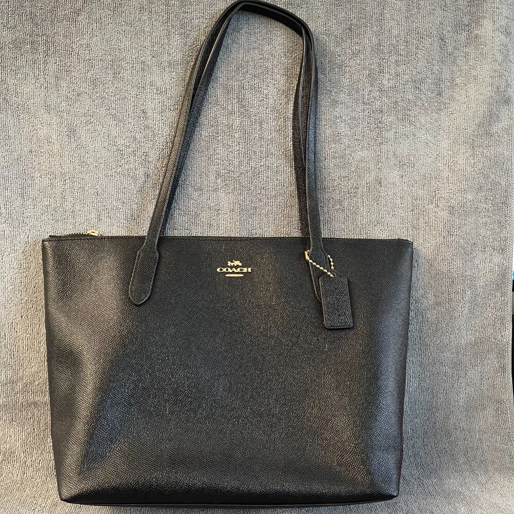COACH 4454 ZIP TOP TOTE - BLACK